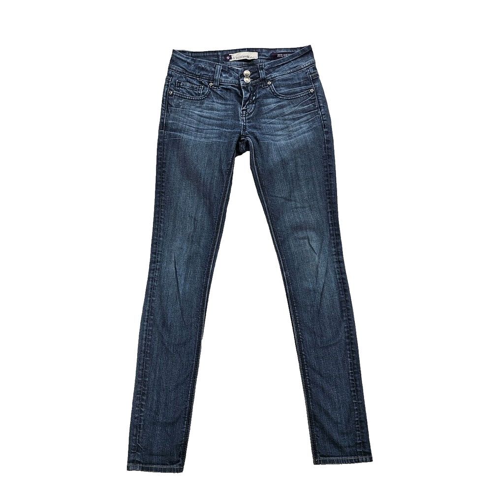 Vigoss Fit Skinny Jeans Womens Sz 1/2‎ - 26 LONG Low Rise Denim Medium Wash